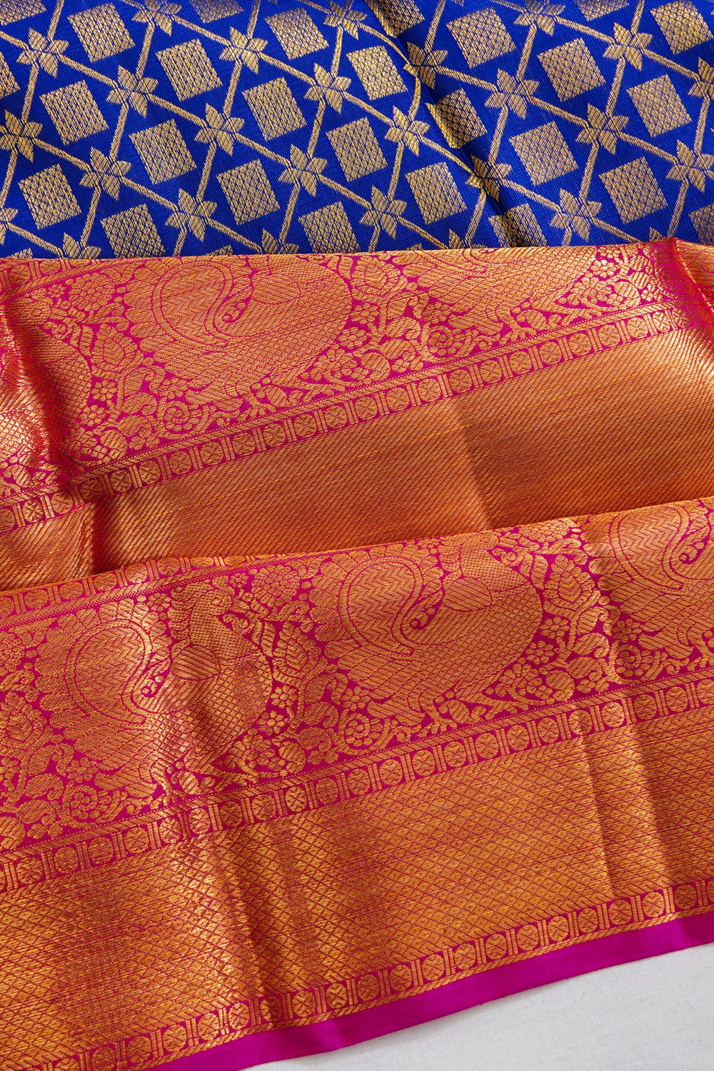 Kanchipuram Silk Brocade Royal Blue Saree