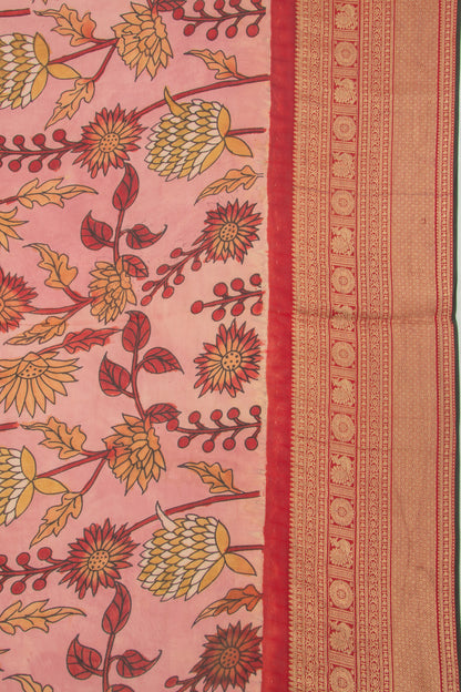 Kanchipuram Silk Kalamkari Pink Saree