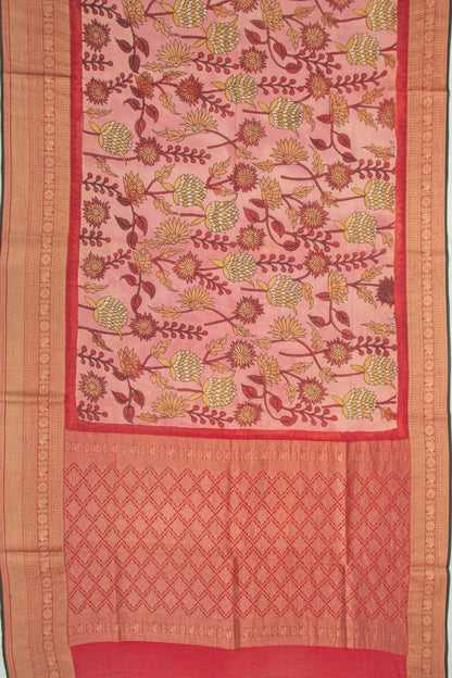 Kanchipuram Silk Kalamkari Pink Saree