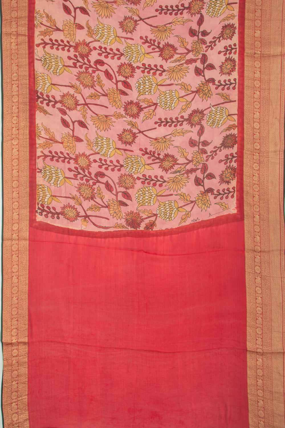 Kanchipuram Silk Kalamkari Pink Saree
