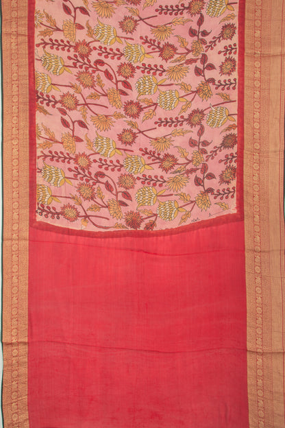 Kanchipuram Silk Kalamkari Pink Saree