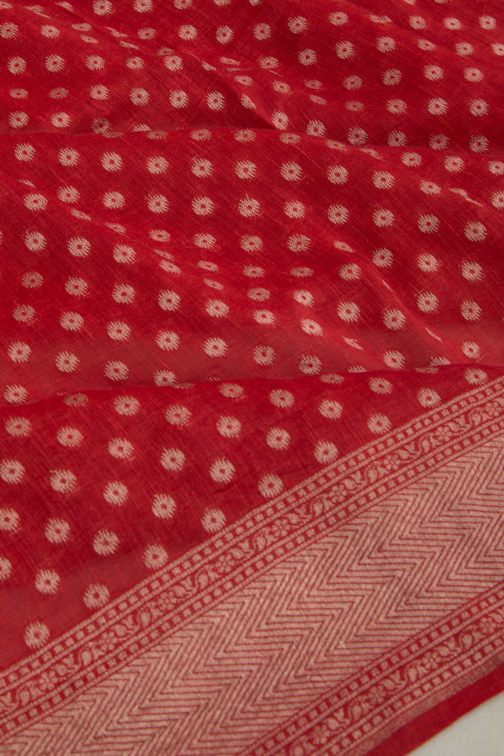 Tussar Brocade Red Saree