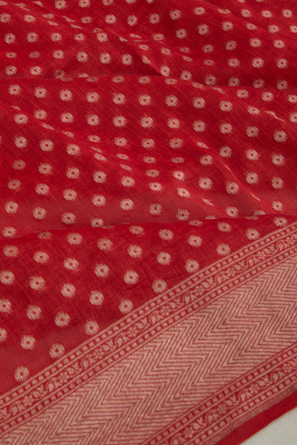 Tussar Brocade Red Saree