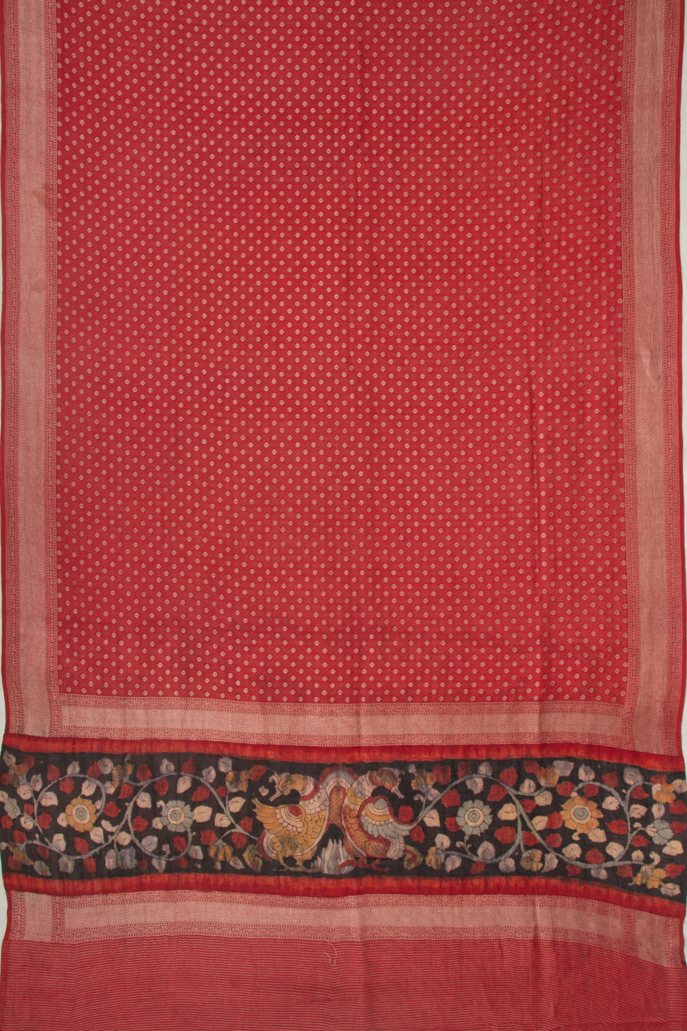 Tussar Brocade Red Saree