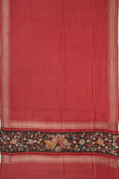 Tussar Brocade Red Saree