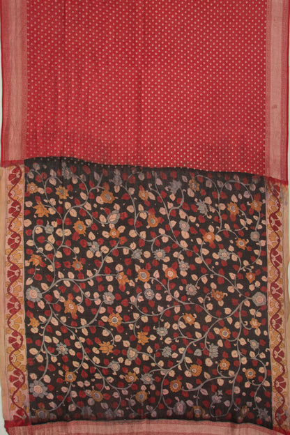 Tussar Brocade Red Saree