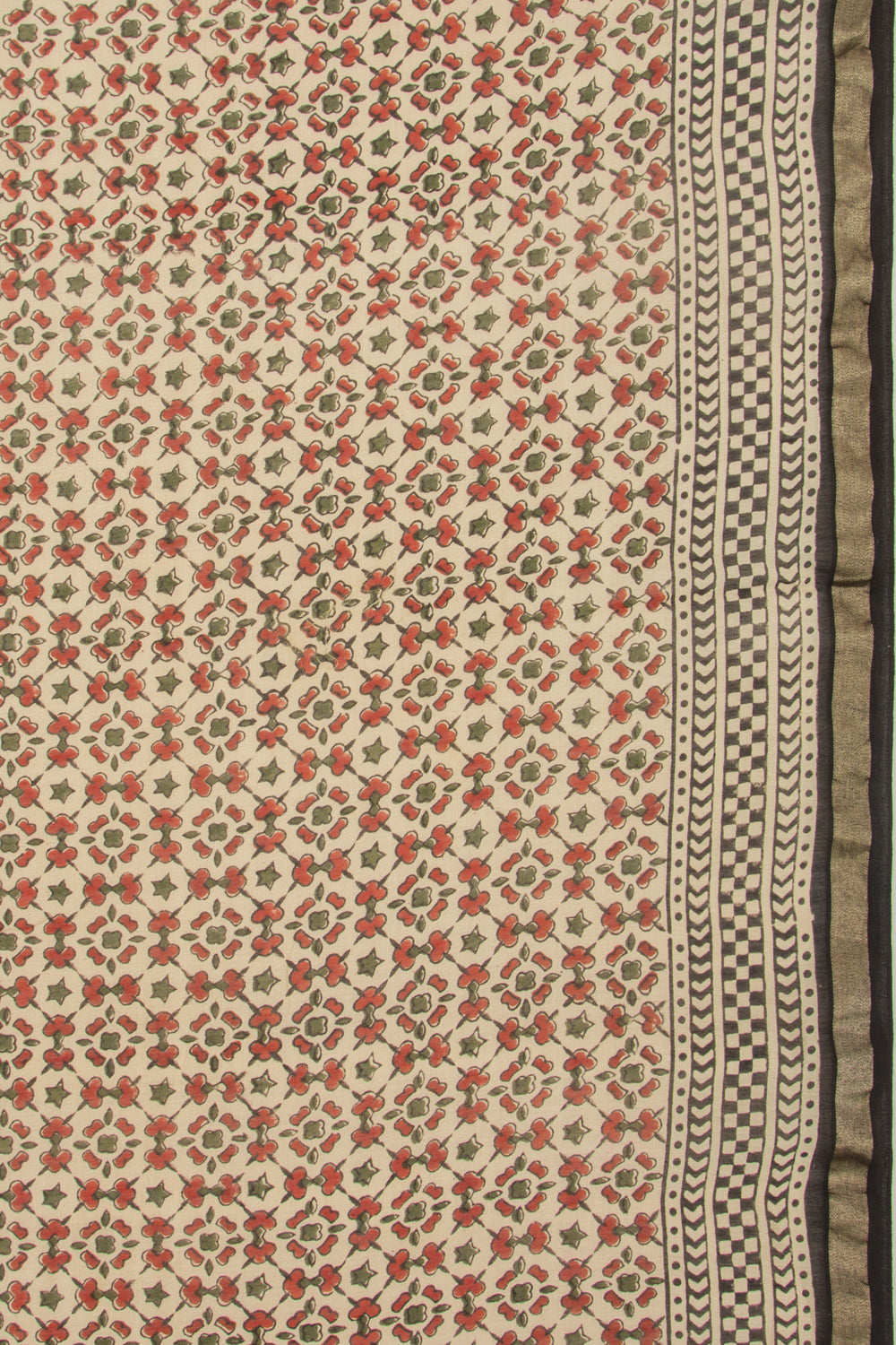 Chanderi Cotton Floral Printed Cream Saree