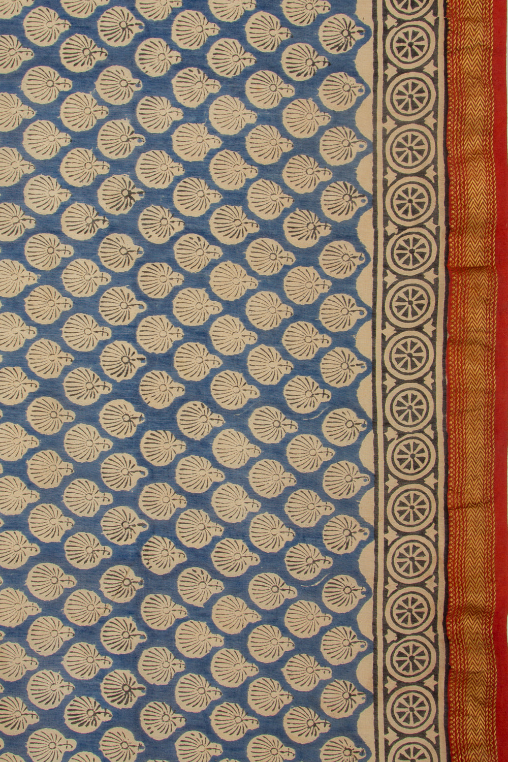 Chanderi Cotton Floral Printed Blue Saree