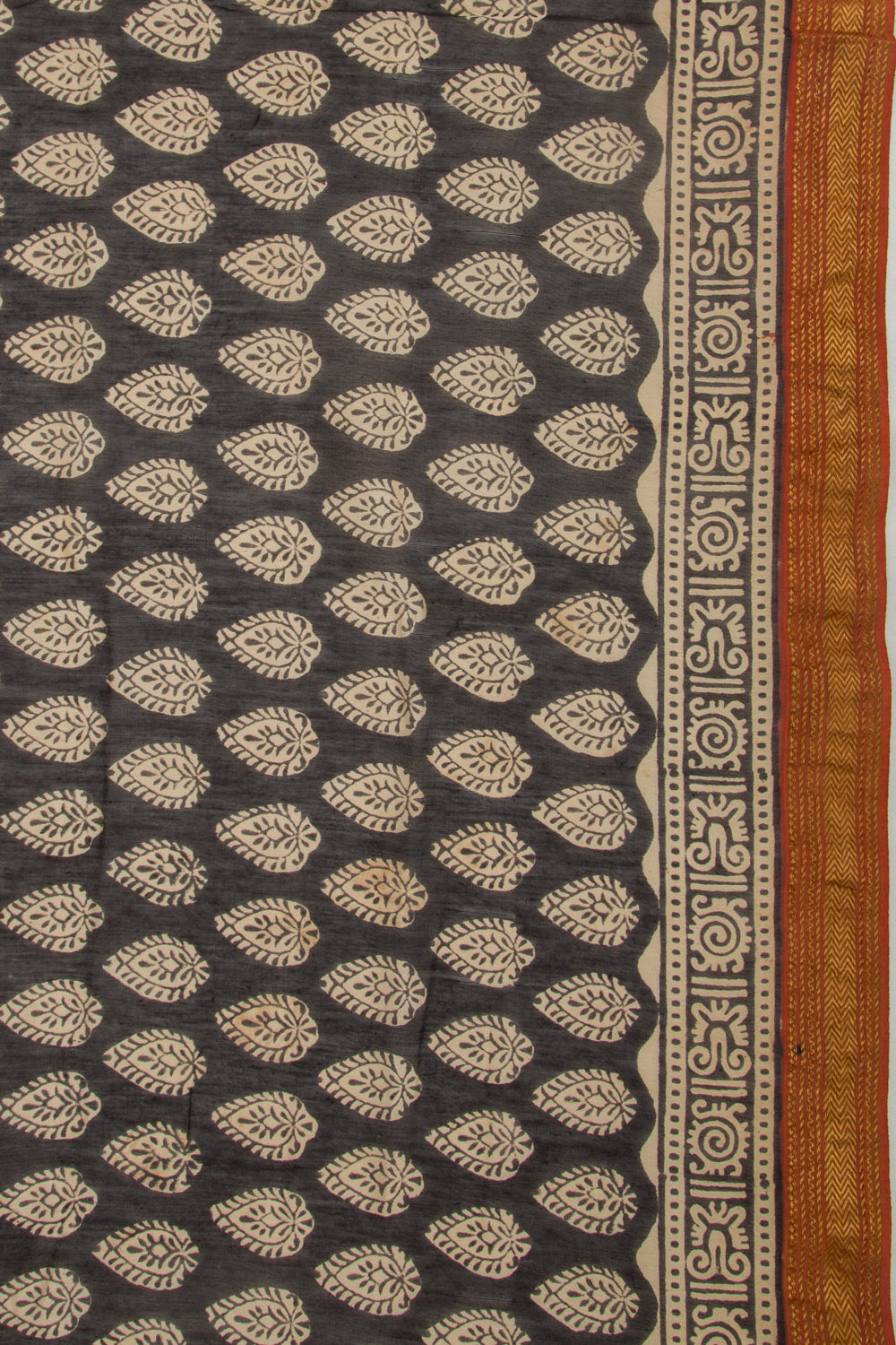 Chanderi Cotton Floral Printed Black Saree