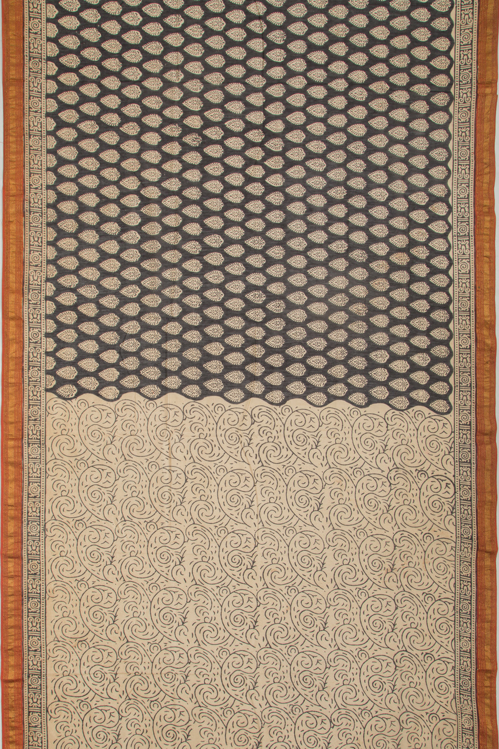 Chanderi Cotton Floral Printed Black Saree