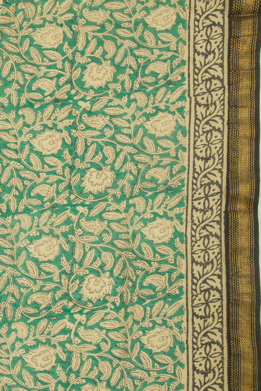Chanderi Cotton Floral Printed Green Saree