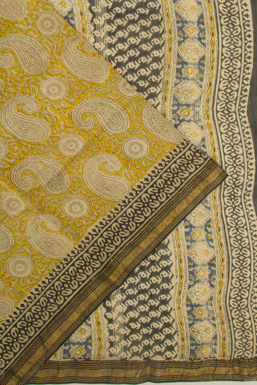 Chanderi Cotton Printed Yellow Saree