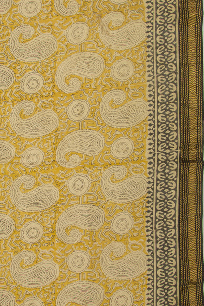 Chanderi Cotton Printed Yellow Saree