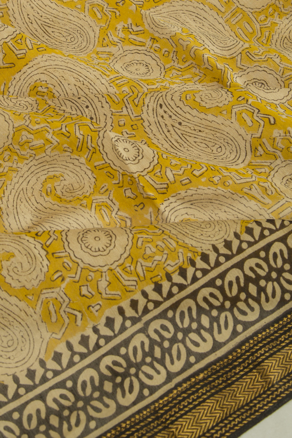 Chanderi Cotton Printed Yellow Saree