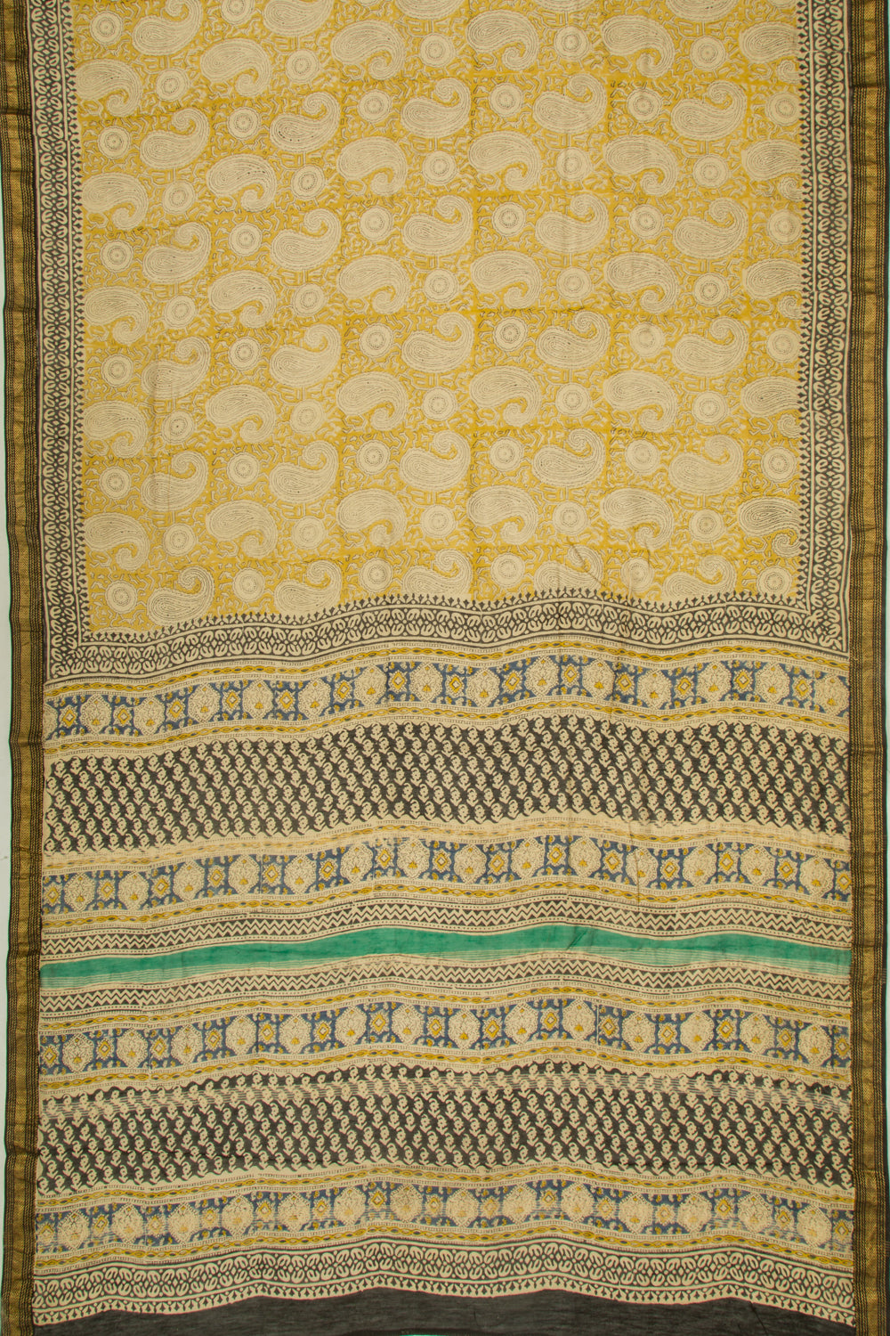 Chanderi Cotton Printed Yellow Saree