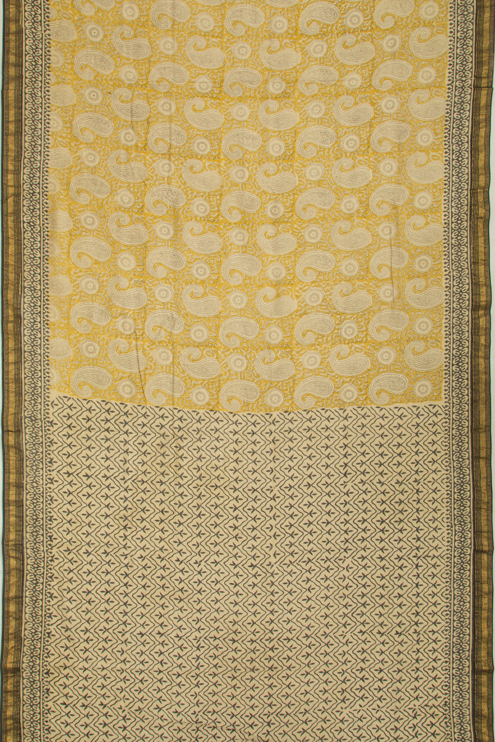 Chanderi Cotton Printed Yellow Saree