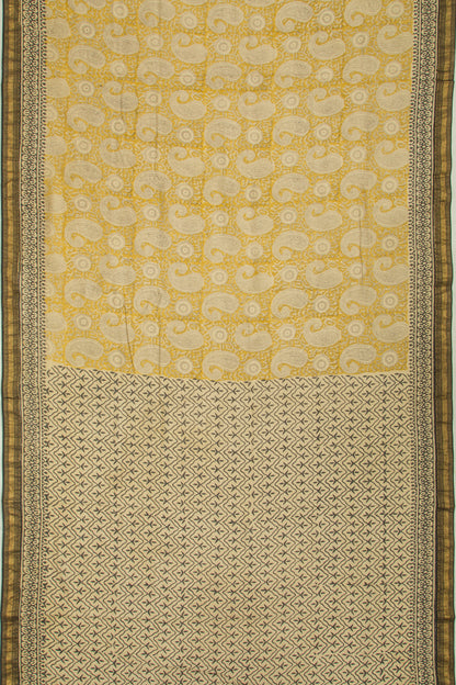 Chanderi Cotton Printed Yellow Saree