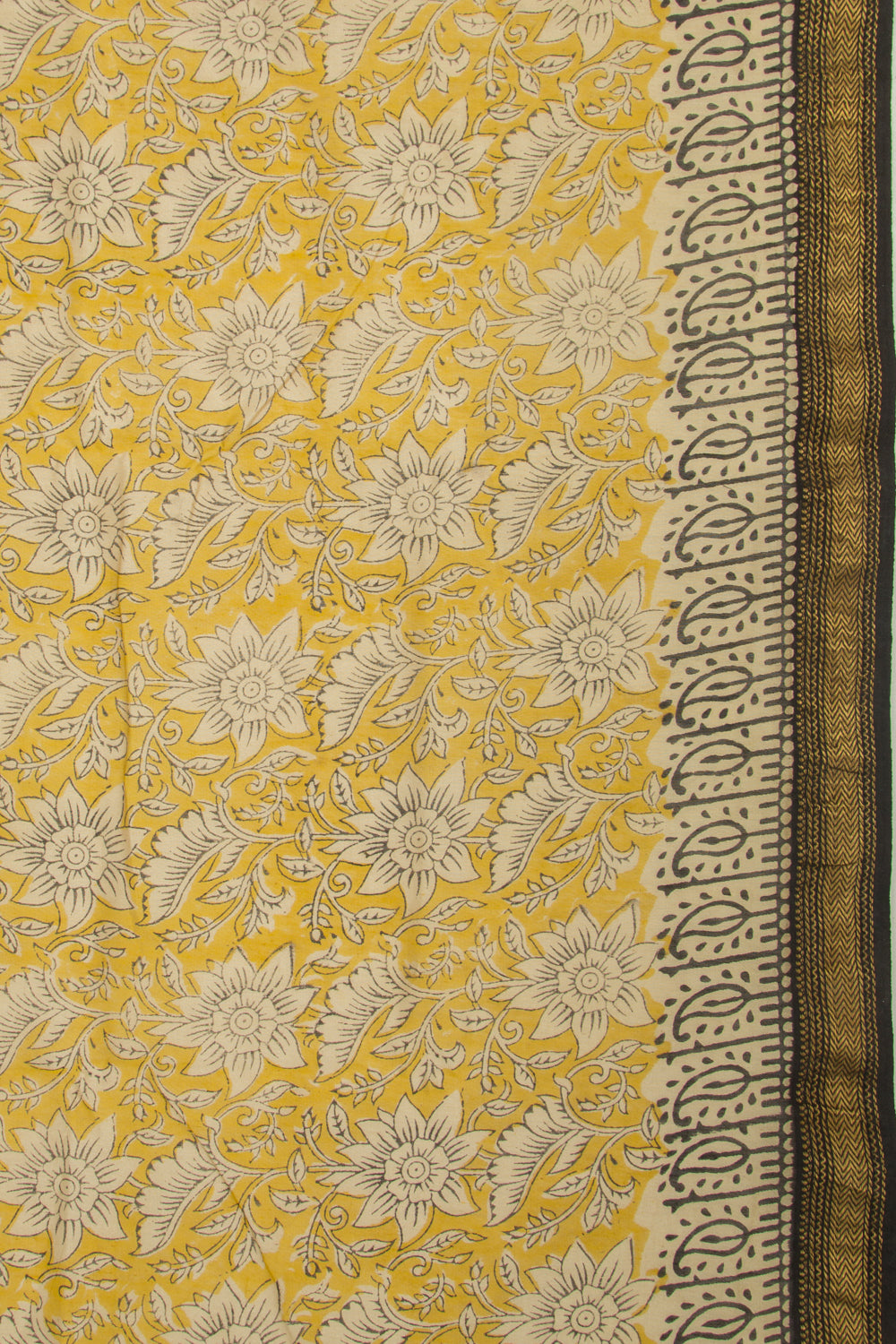 Chanderi Cotton Floral Printed Yellow Saree