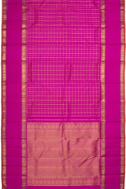 Kanchipuram Silk Checks Magenta Pink Saree