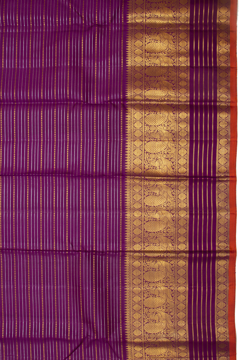 Kanchipuram Silk Horizontal Lines Purple Saree