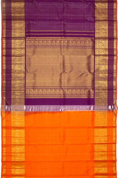 Kanchipuram Silk Horizontal Lines Purple Saree