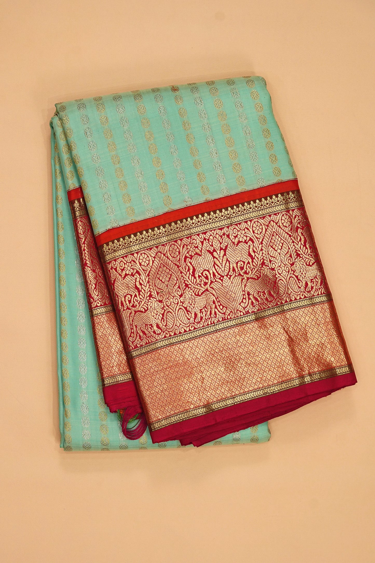 Kanchipuram Silk Brocade Sea Green Saree