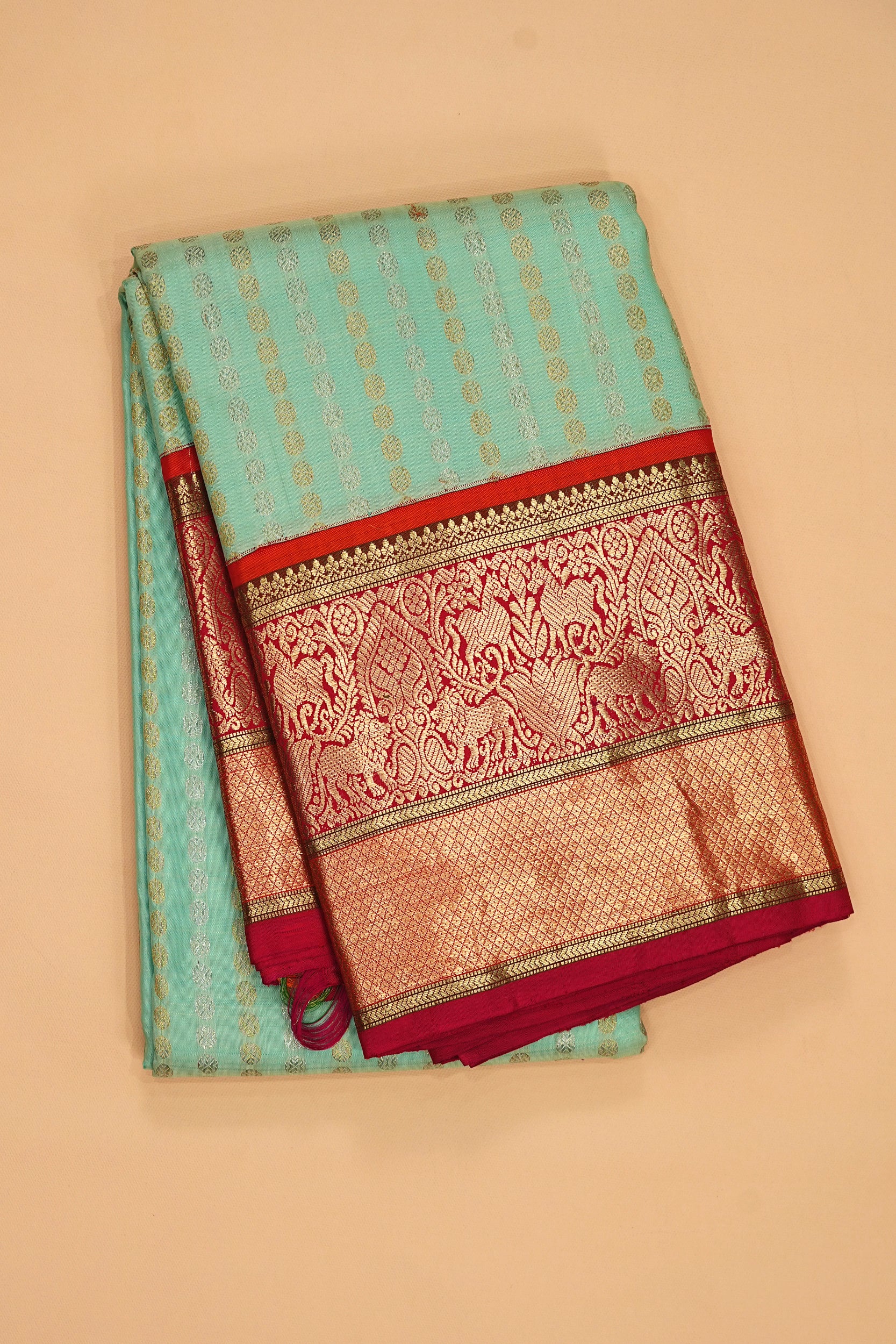 Kanchipuram Silk Brocade Sea Green Saree