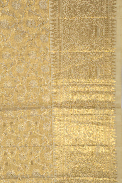 Kanchipuram Silk Tissue Jaal Gold Saree