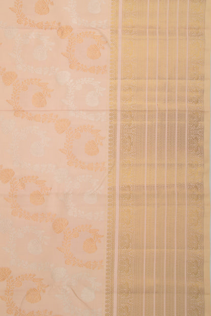 Kanchipuram Silk Jaal Cream Saree