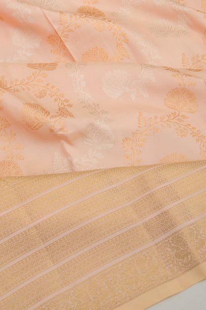Kanchipuram Silk Jaal Cream Saree