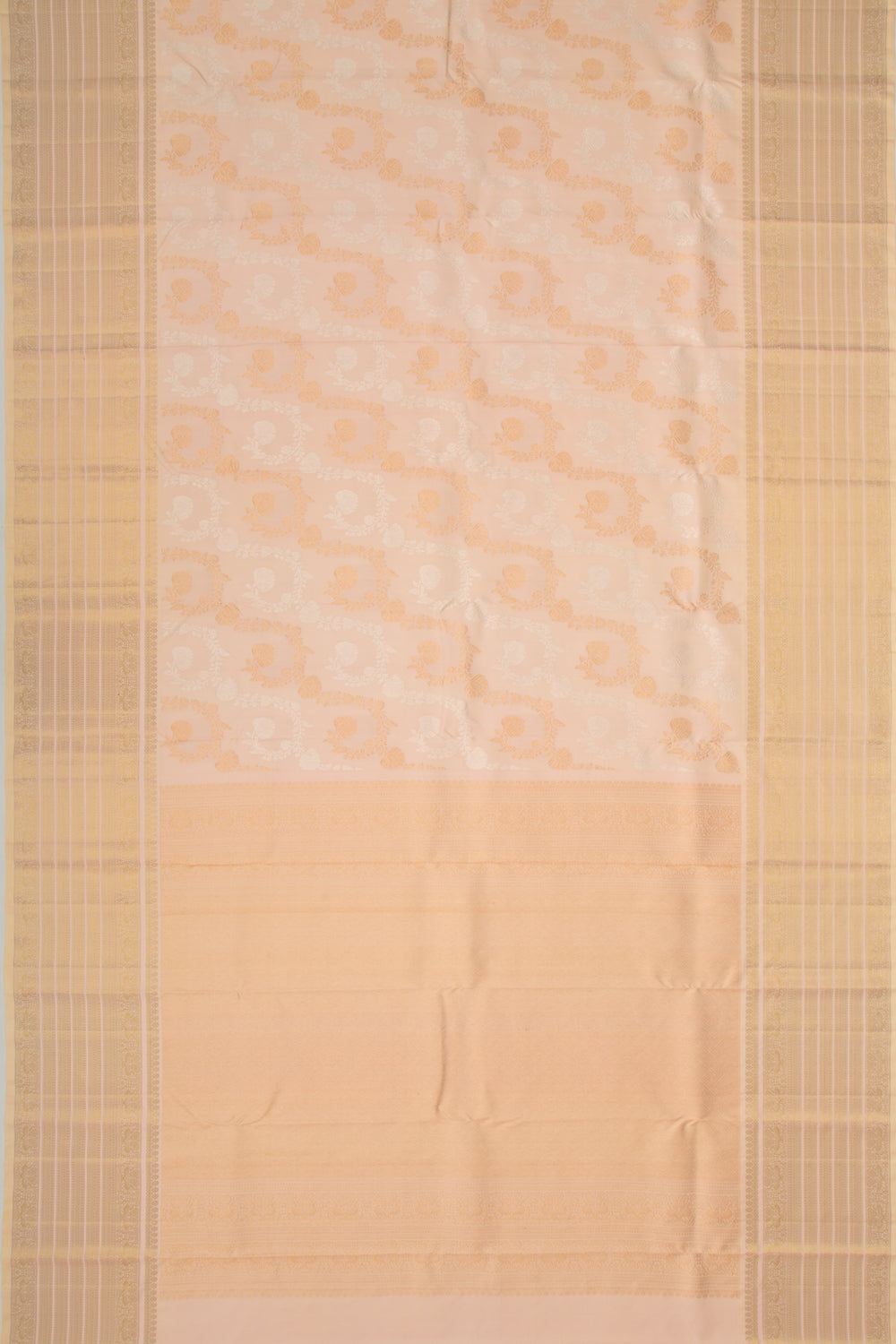 Kanchipuram Silk Jaal Cream Saree