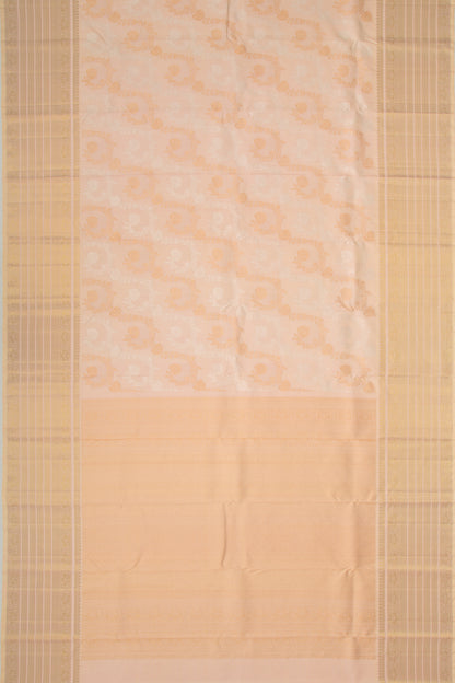 Kanchipuram Silk Jaal Cream Saree