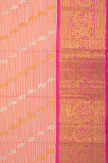 Kanchipuram Silk Lines And Butta Peach Saree