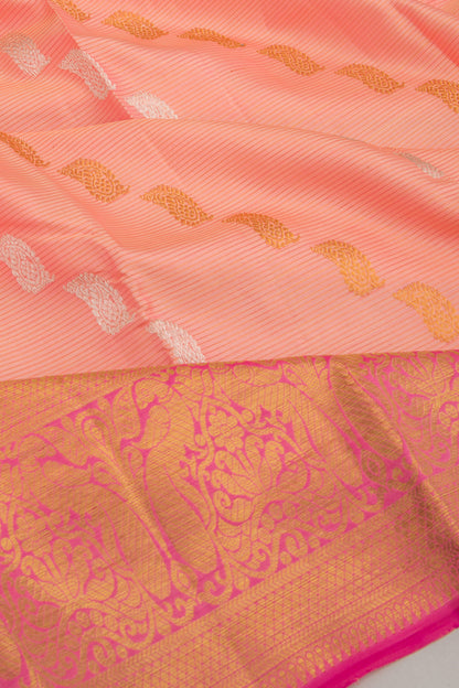 Kanchipuram Silk Lines And Butta Peach Saree
