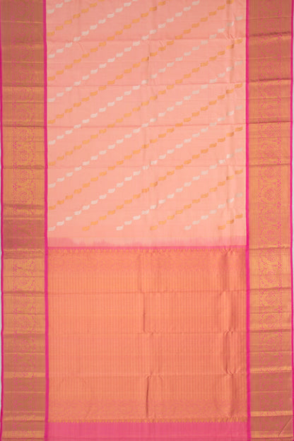 Kanchipuram Silk Lines And Butta Peach Saree