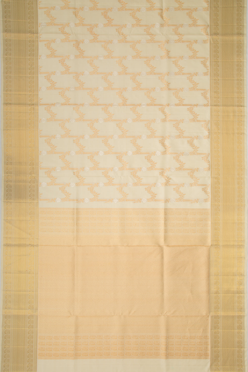 Kanchipuram Silk Jaal Cream Saree