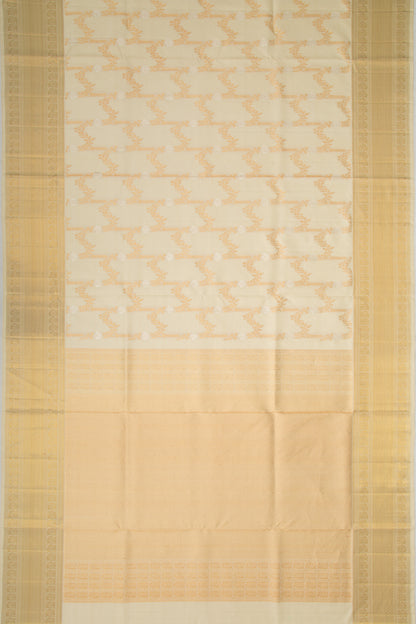 Kanchipuram Silk Jaal Cream Saree