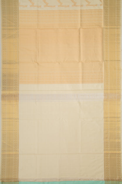 Kanchipuram Silk Jaal Cream Saree