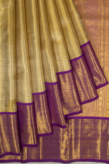 Kanchipuram Silk Tissue Brocade Gold Saree