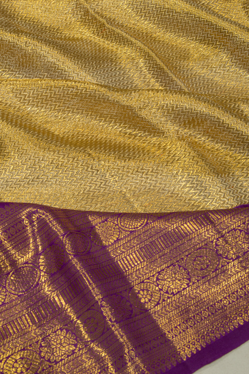 Kanchipuram Silk Tissue Brocade Gold Saree
