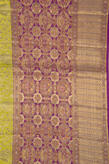 Kanchipuram Silk Tissue Jaal Green Saree