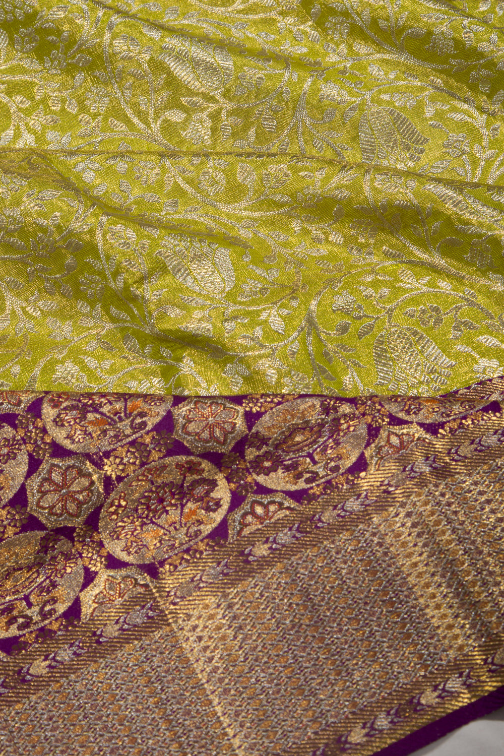 Kanchipuram Silk Tissue Jaal Green Saree