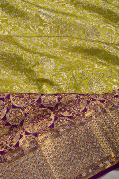 Kanchipuram Silk Tissue Jaal Green Saree