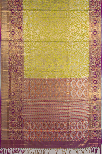 Kanchipuram Silk Tissue Jaal Green Saree