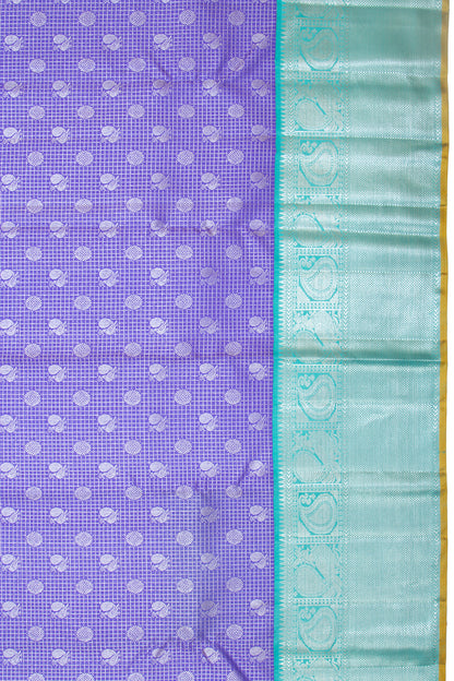 Kanchipuram Silk Checks And Butta Violet Saree