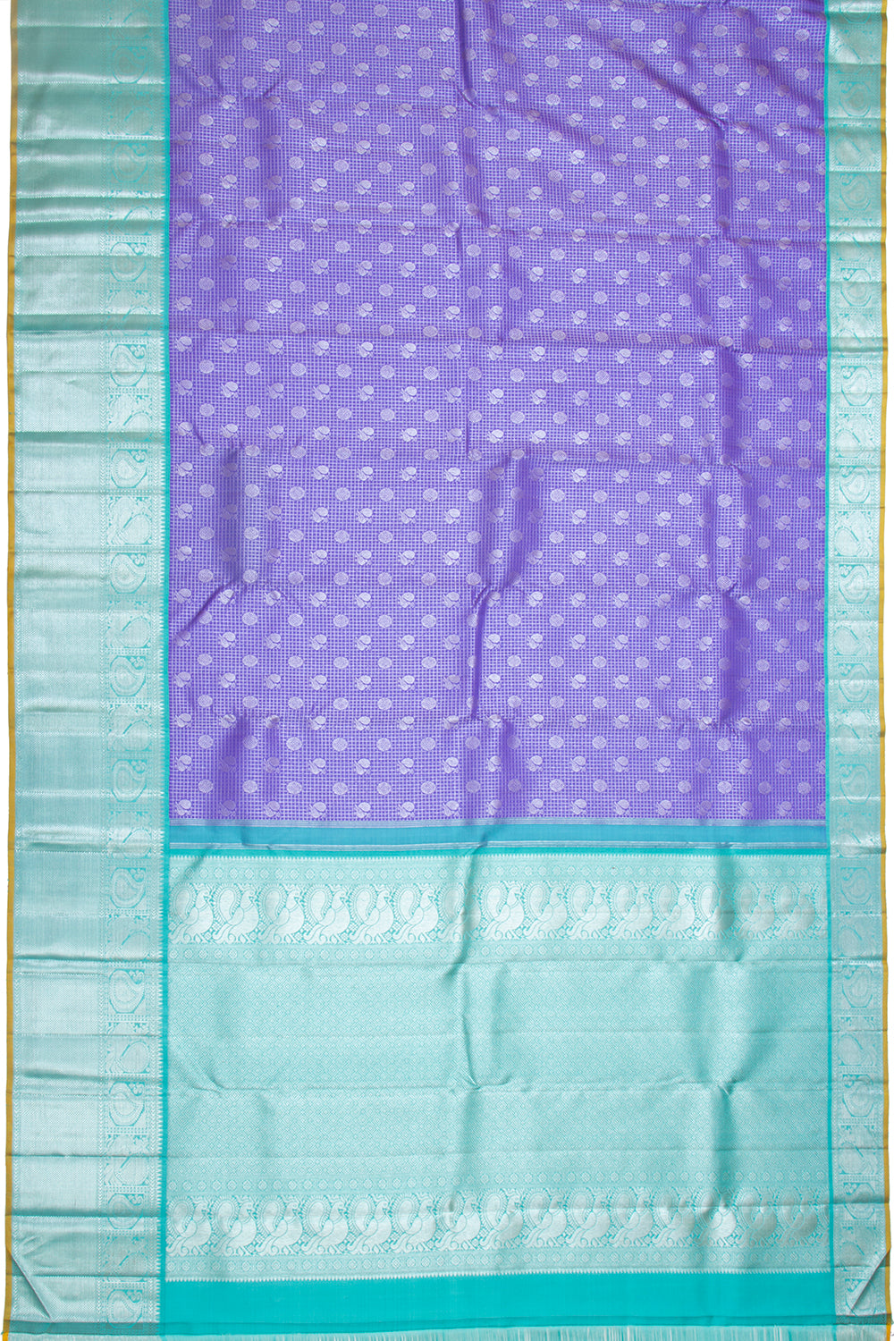 Kanchipuram Silk Checks And Butta Violet Saree