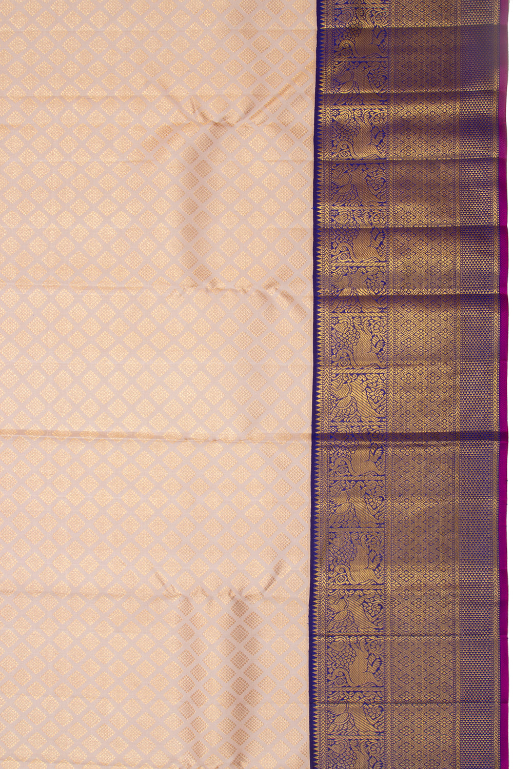 Kanchipuram Silk Brocade Cream Saree