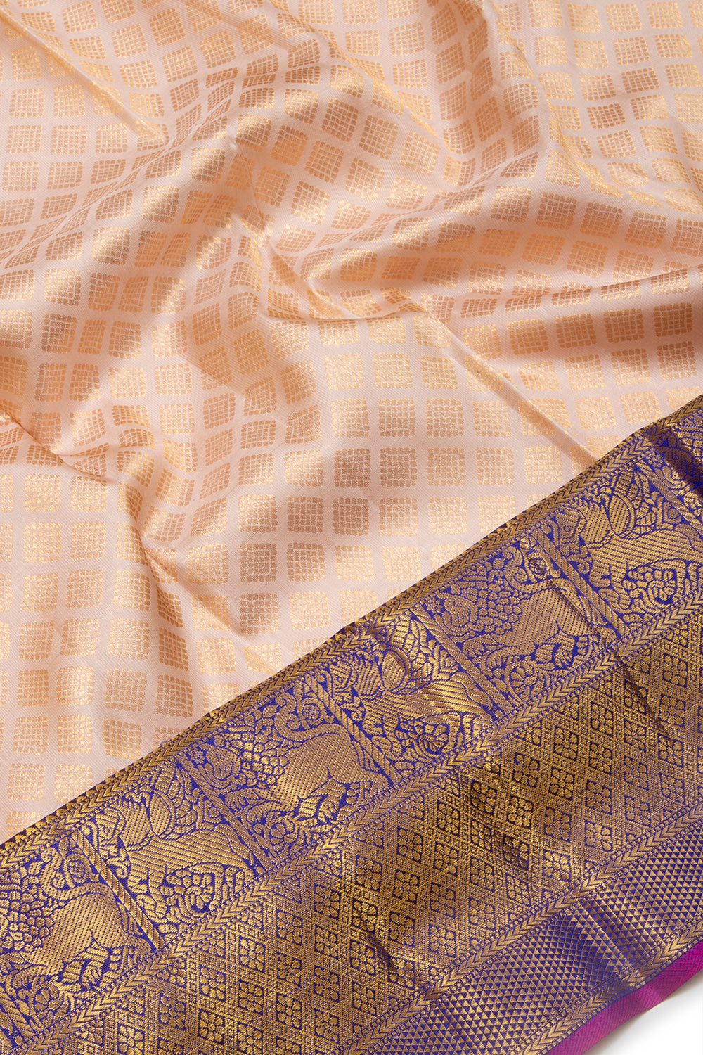 Kanchipuram Silk Brocade Cream Saree