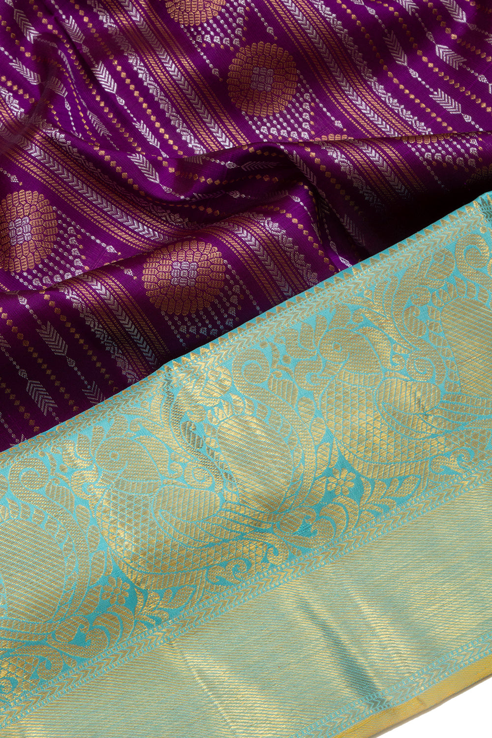 Kanchipuram Silk Brocade Purple Saree