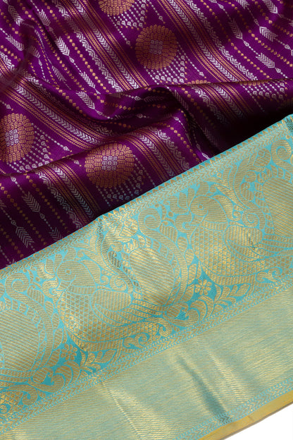 Kanchipuram Silk Brocade Purple Saree
